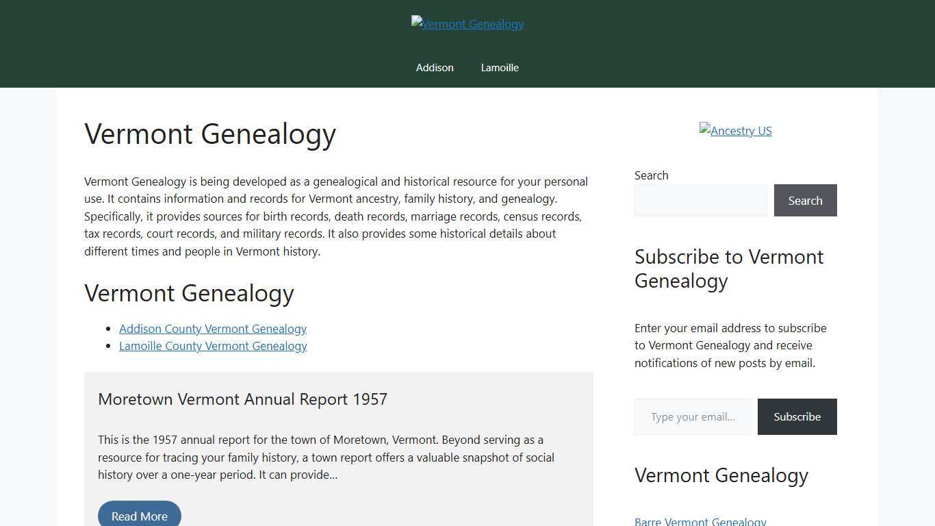 Vermont Genealogy - Vermont Genealogy