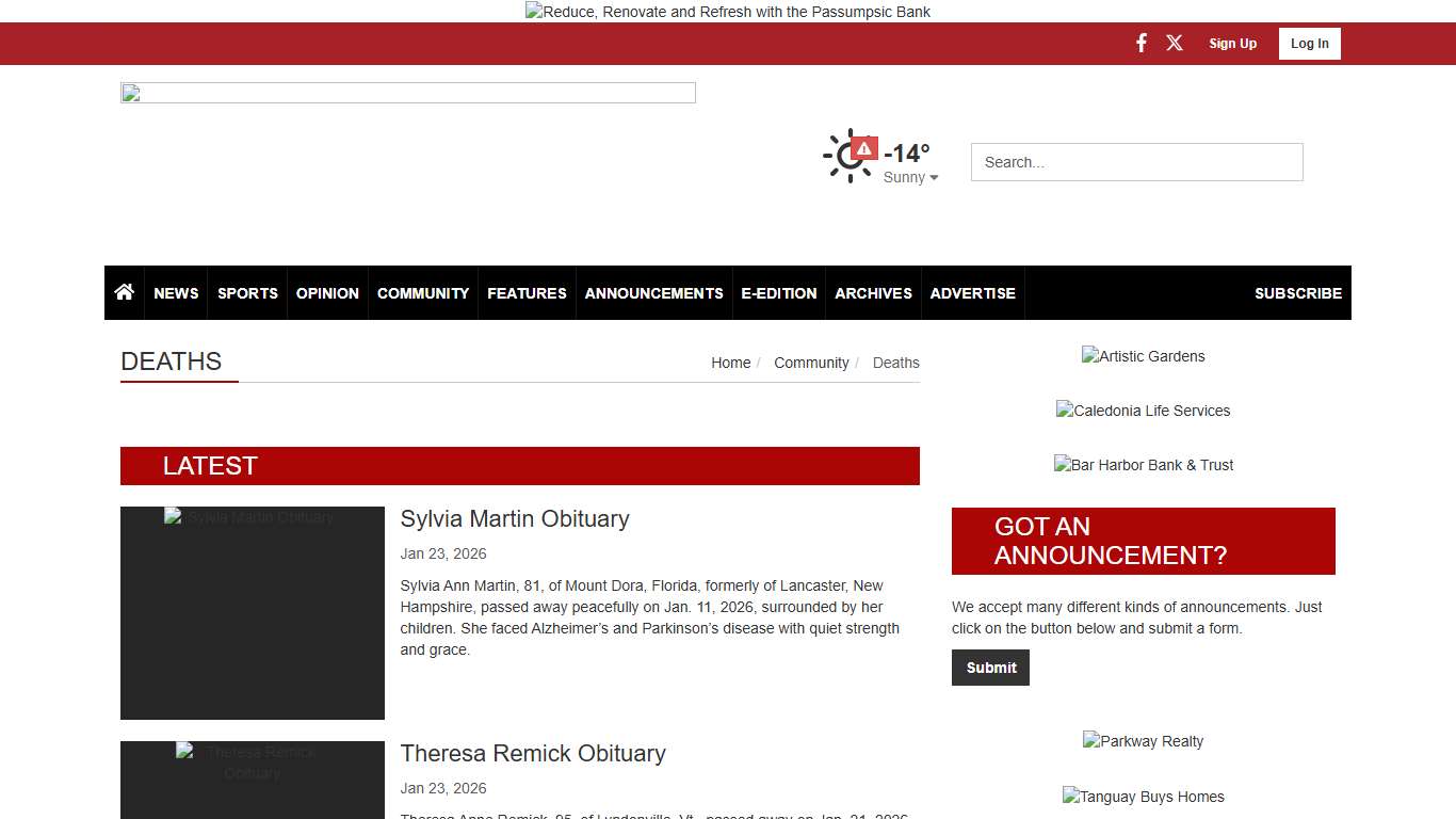 Deaths caledonianrecord.com