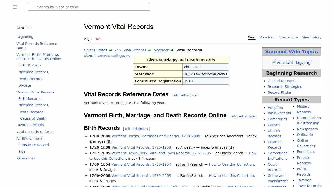 Vermont Vital Records • FamilySearch